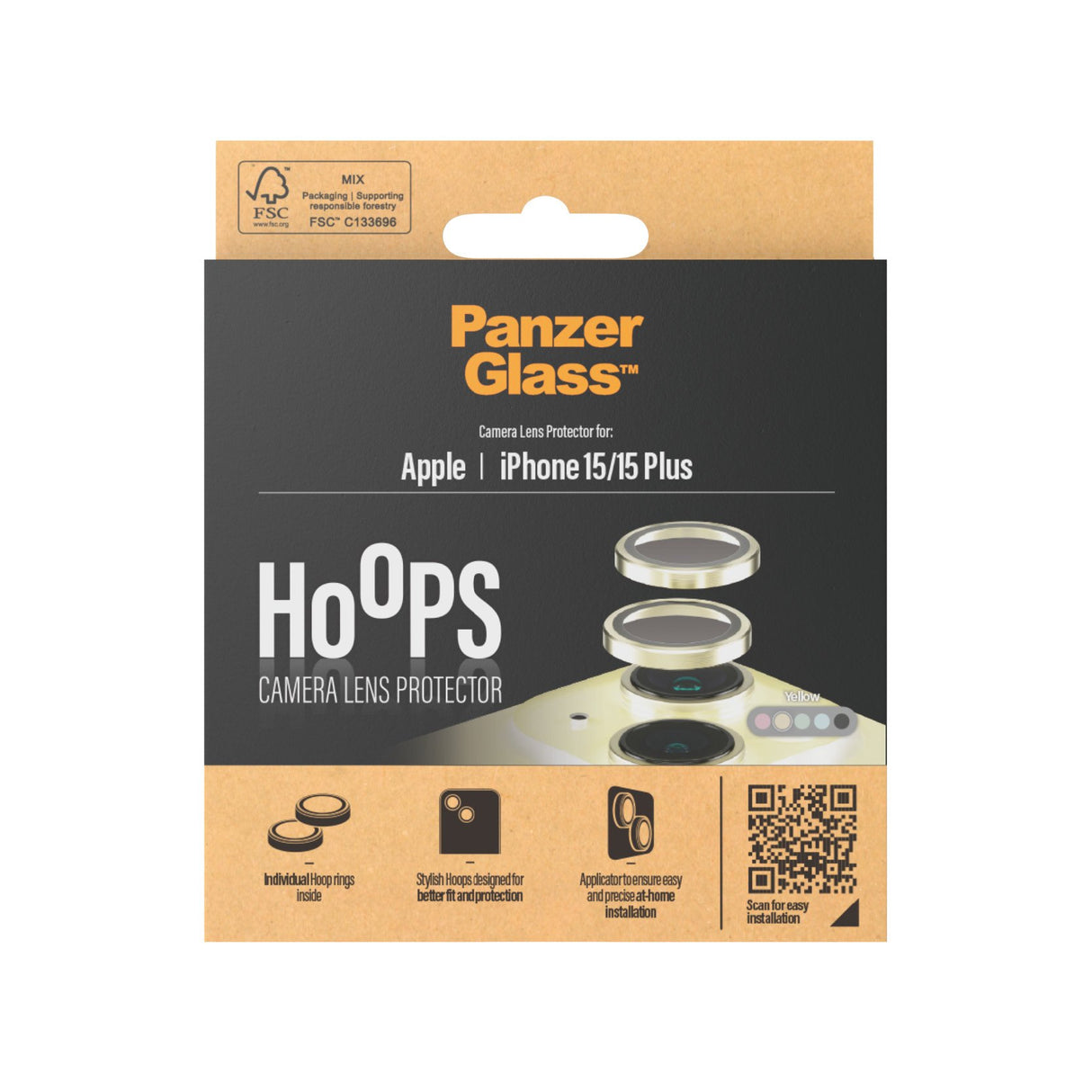 EAN 5711724011931 - PanzerGlass ® Hoops® Camera Lens Protector Yellow iPhone 15 | 15 Plus Protector de pantalla Apple 1 pieza imagen 3