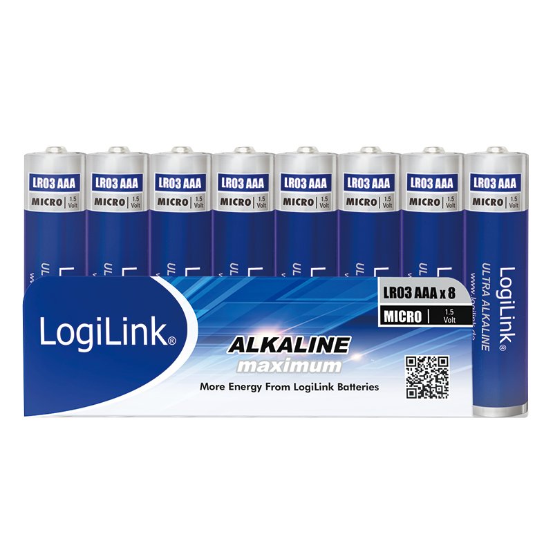 Pila Alcalina Lr03 Aaa 1,5v 8 X Retractil Industrial Logilink