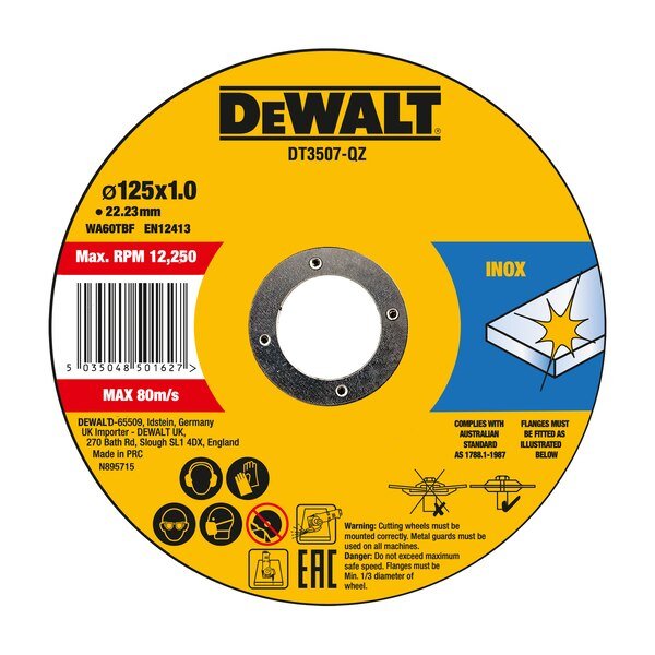Set 10 Discos De Corte Para Acero Inoxidable Ø125x1x22,23mm Dt3507-Qz Dewalt