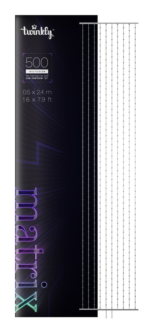 Twinkly Matrix - 500 Luces Led Rgb En Forma De Perlas, Cable Transparente, 1.7x7.8ft Enchufe Tipo F