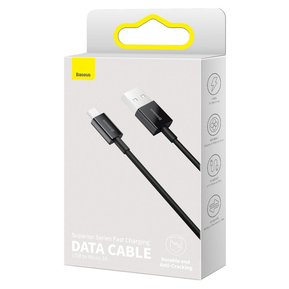 Baseus Micro Usb Superior Cable, Fast Charging Cable 2a 1m Black (Camys-01)