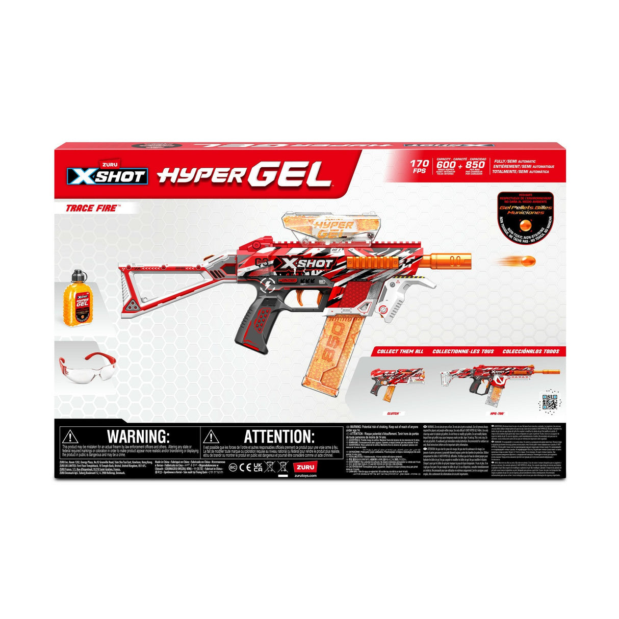 Zuru X-Shot - Hyper-Gel Blaster Trace Fire, Lanzador De Gel Incluye 10.000 Bolas 36621