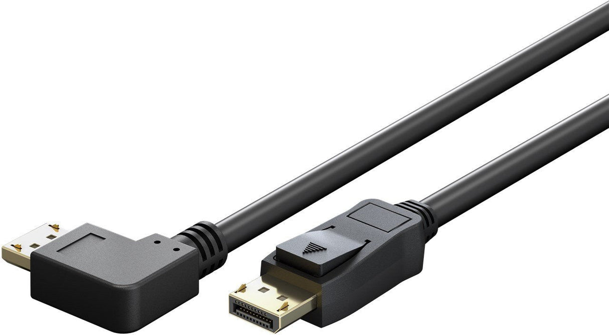 Goobay Cable Displayport Stecker 90° > Displayport Stecker, 8k / 144hz (Negro, 2 Meter, 1 Stecker 90° Seitlich Abgewinkelt, 54 Gbit/S, Displayport 2.0 / 2.1) 77053
