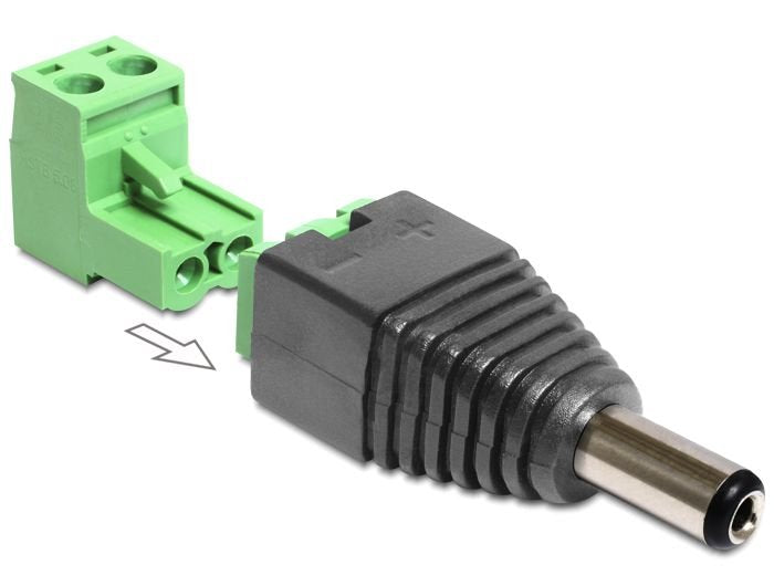 EAN 4043619654222 - DeLOCK 65422 cambiador de género para cable DC 2.1 x 5.5 mm 2p Negro, Verde imagen 1