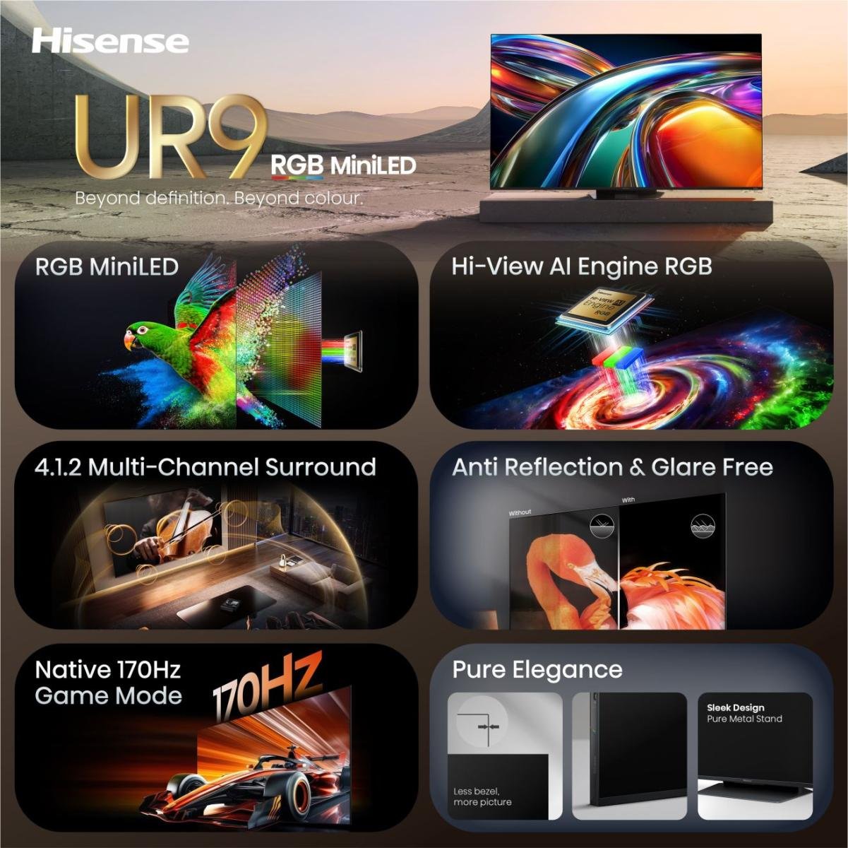 EAN 6942351436241 - Hisense 65UR9S 165,1 cm (65") 4K Ultra HD Smart TV Wifi Gris 3500 cd / m² imagen 4