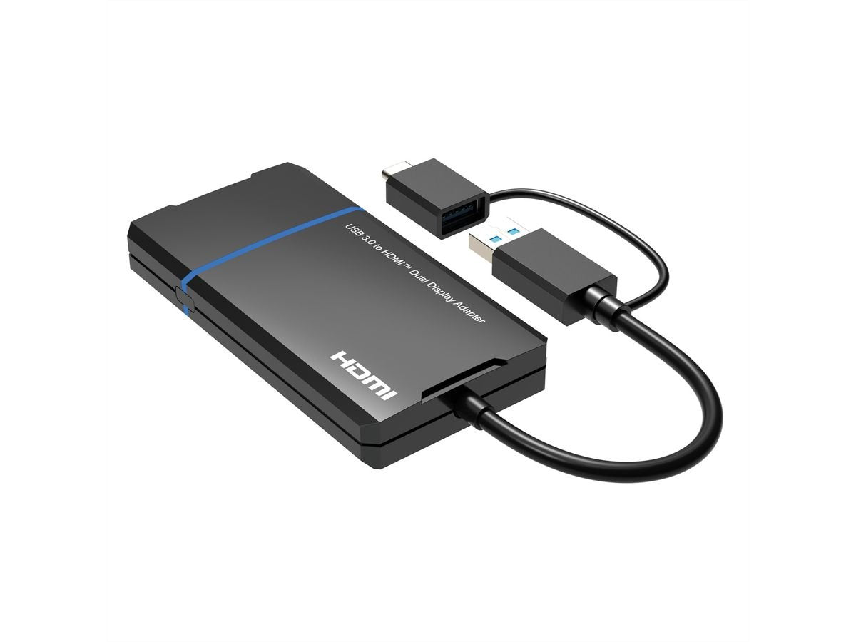 Usb Display Adapter Usb Tipo A+C - 2x Hdmi