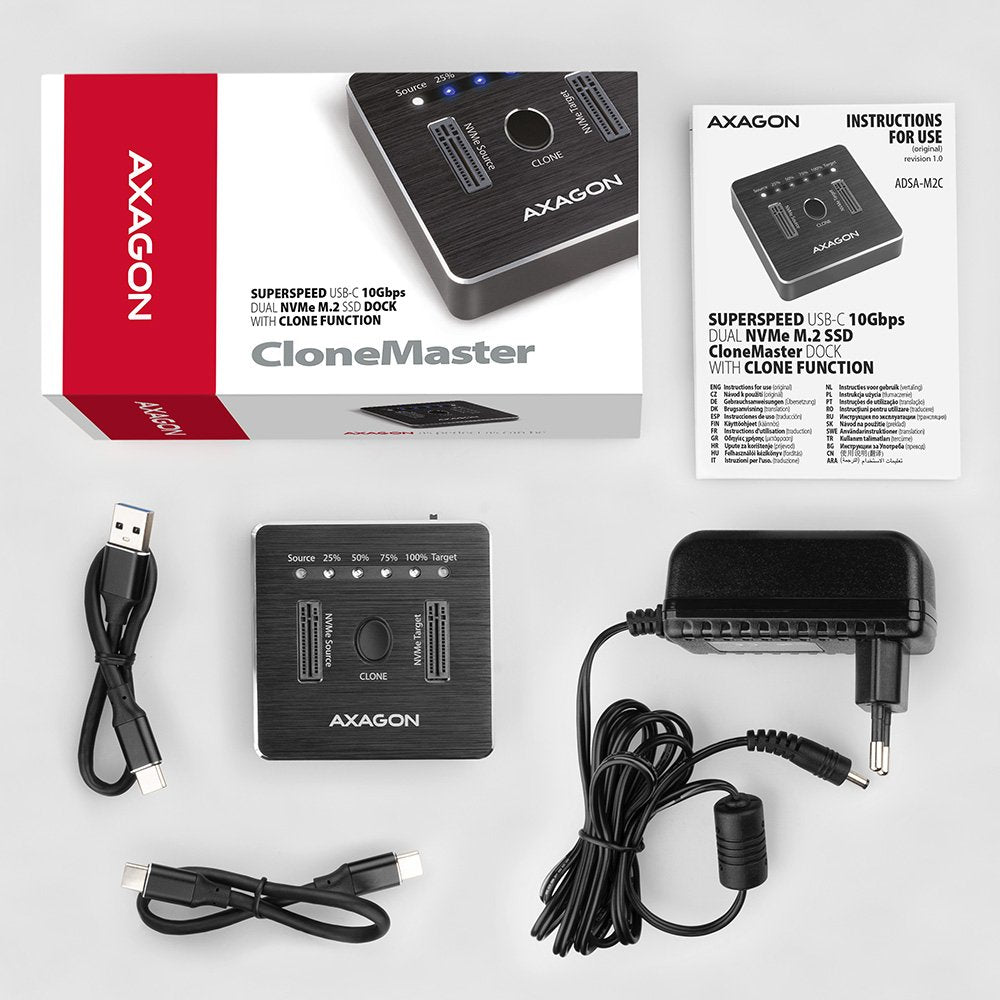 EAN 8595247906496 - Axagon ADSA-M2C base de conexión para disco duro USB 3.2 Gen 2 (3.1 Gen 2) Type-C Negro imagen 9