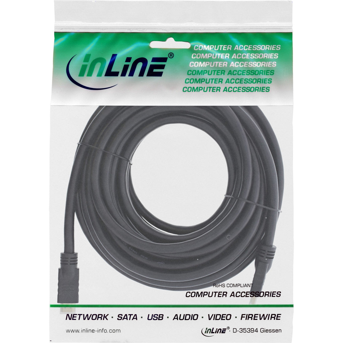 Cable Hdmi De Inline Con Ethernet Macho A Macho Negro 7,5m