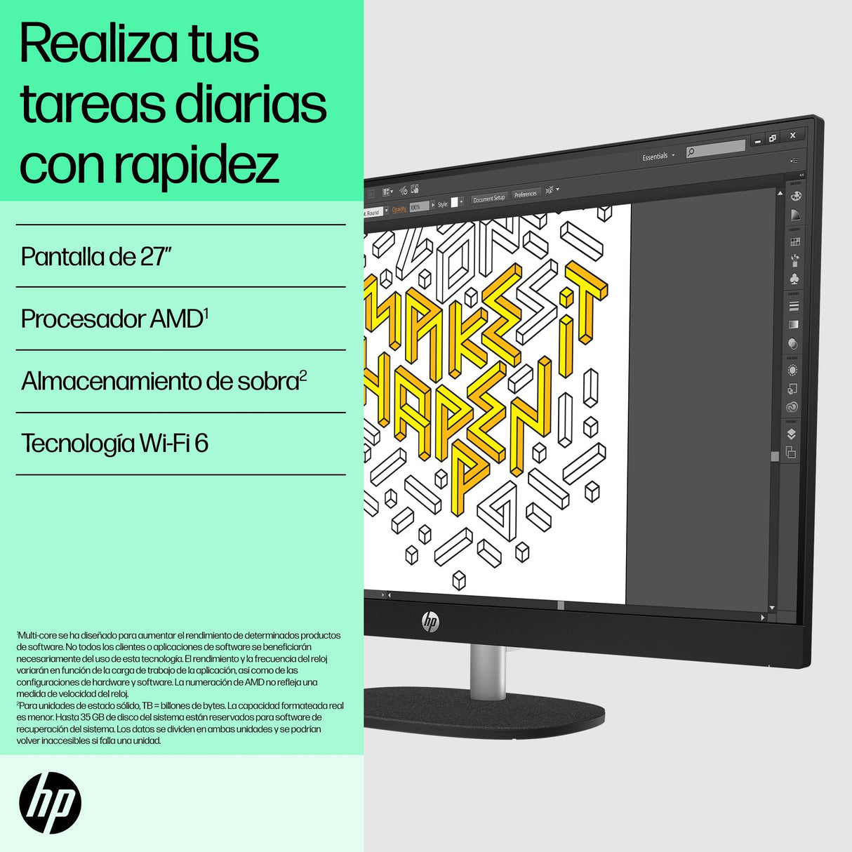 EAN 197497758795 - HP 27-cr0027ns AMD Ryzen™ 5 7520U 68,6 cm (27") 1920 x 1080 Pixeles PC todo en uno 16 GB LPDDR5-SDRAM 512 imagen 8