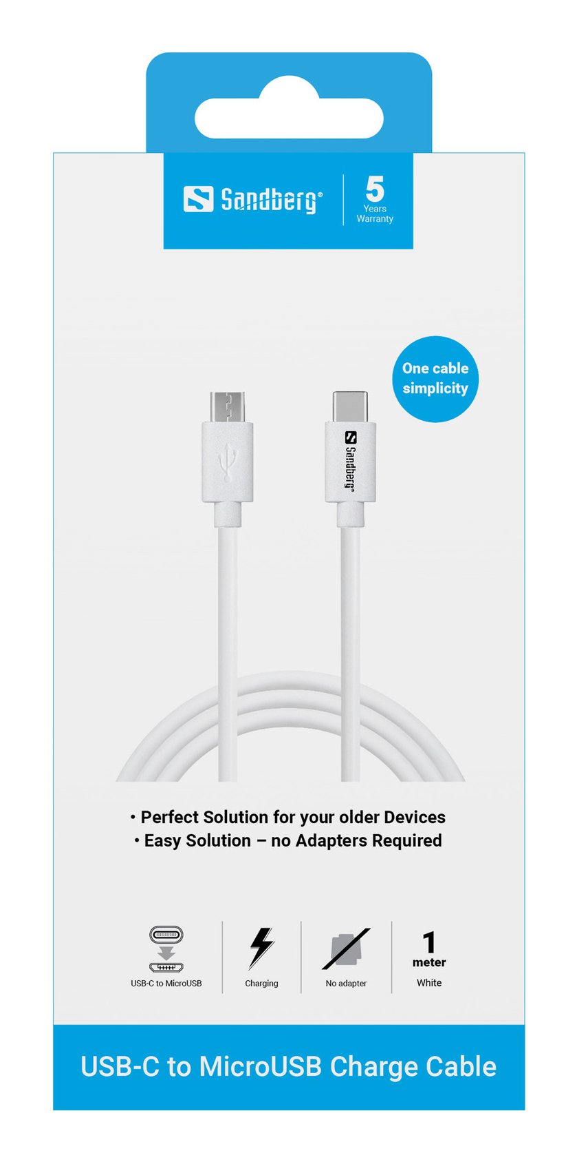 Sandberg 136-74 Cable Usb 1 M Usb C Micro-Usb B Blanco