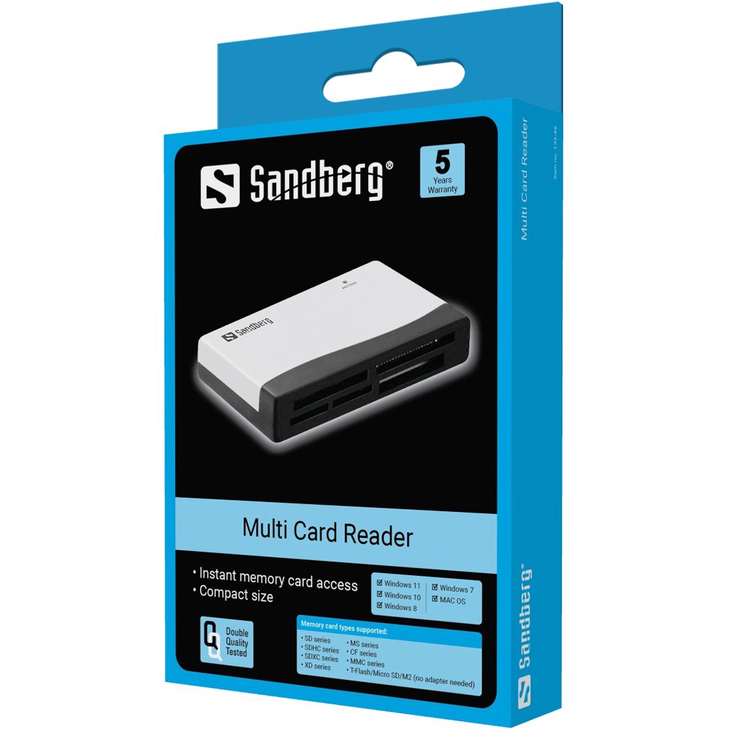 Lector De Tarjetas Externo Sandberg Usb 2.0 Sd Xd Ms Cf Mmc T-Flash Micro Sd M2