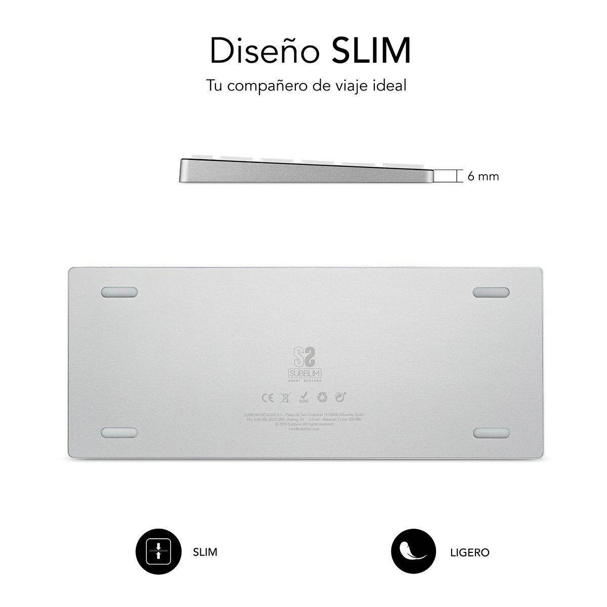 Subblim Advance Compact Silver Teclado Bluetooth