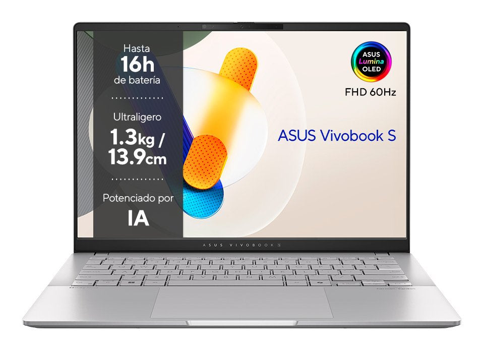 Asus Vivobook S 14 Oled Oled M5406wa-Qd088w Copilot+ Pc - Ordenador Portátil 14" Wuxga (Amd Ryzen Ai 9 Hx 370, 32gb Ram, 1tb Ssd, Amd Radeon 890m, Windows 11 Home) Plata Fría - Teclado Qwerty Español