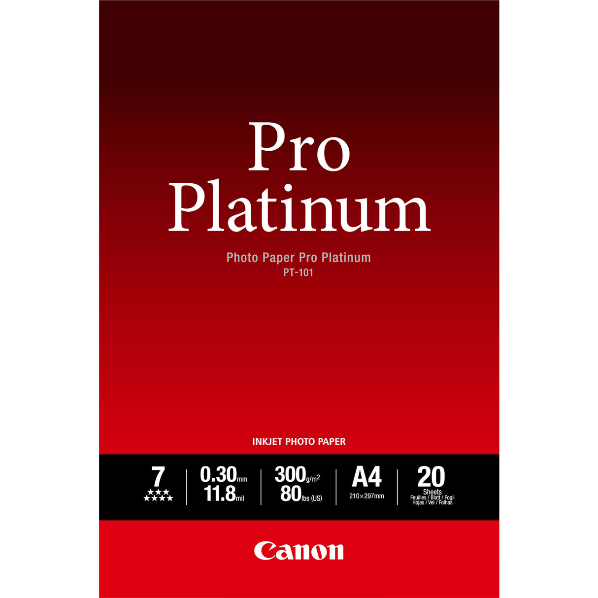 Original Canon Papel Inkjet Pt-101 Fotografico Platinum Pro A4 20 Hojas Pt-/101