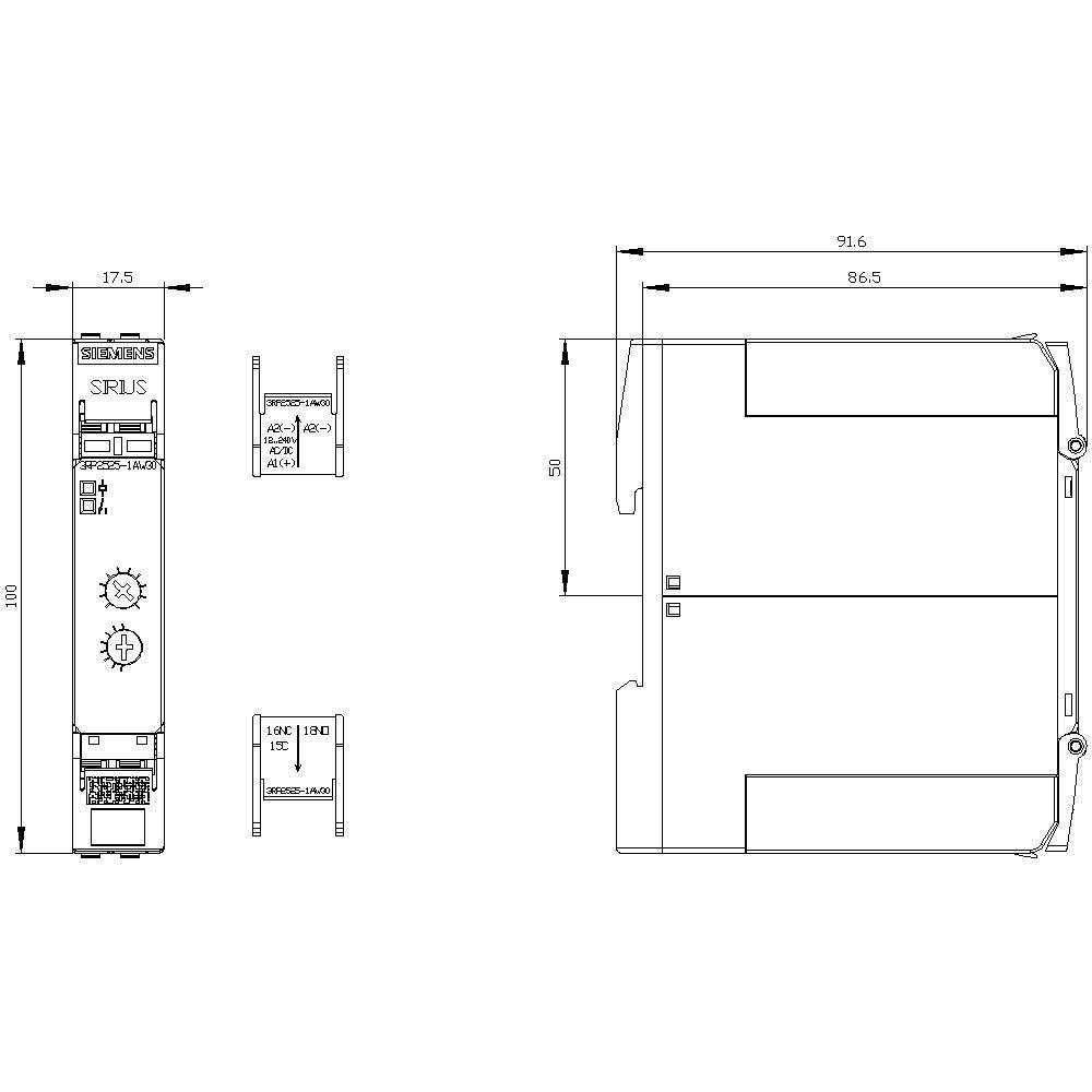 Siemens 3rp25251aw30 Relé Temporizado Elektronisch, Ansprechverz., 1w