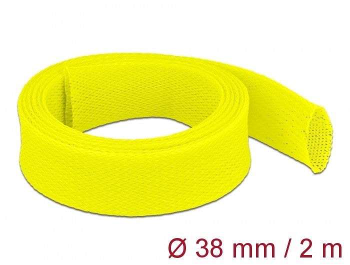 Delock 20755 Funda Trenzada Estirable 2 M X 38 Mm, Color Amarillo