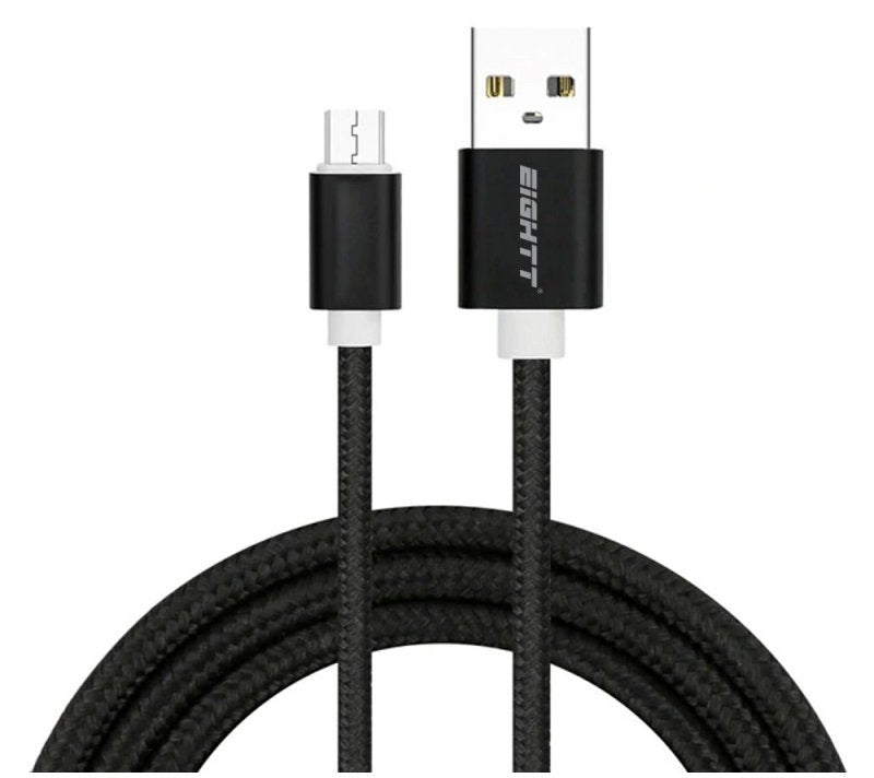 Eightt Cable Usb A Micro Usb 1m Trenzado Nylon Negro
