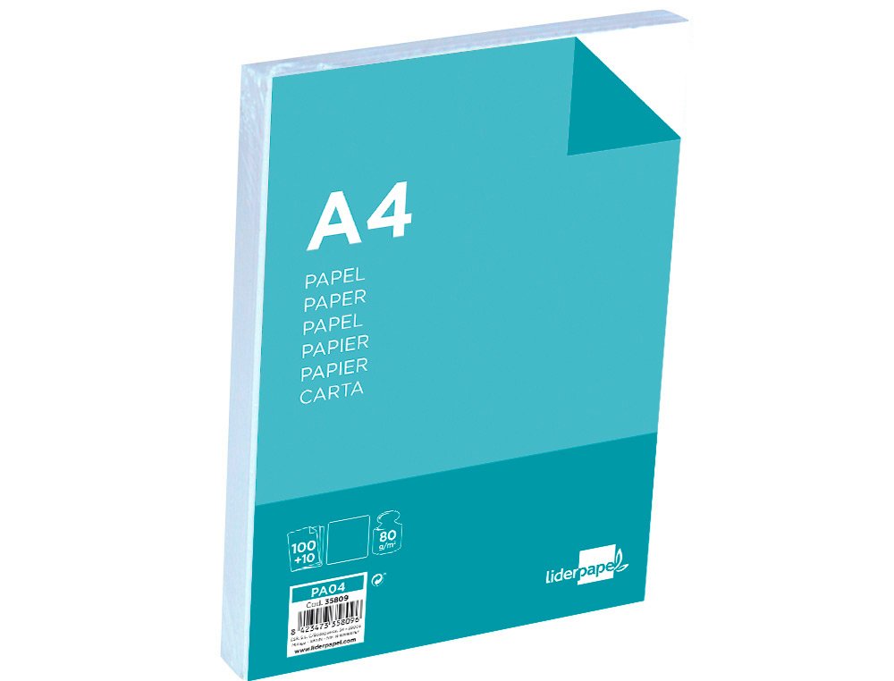 EAN 8423473358096 - Liderpapel PA04 papel para impresora de inyección de tinta A4 (210x297 mm) Alise 100 hojas Blanco imagen 2