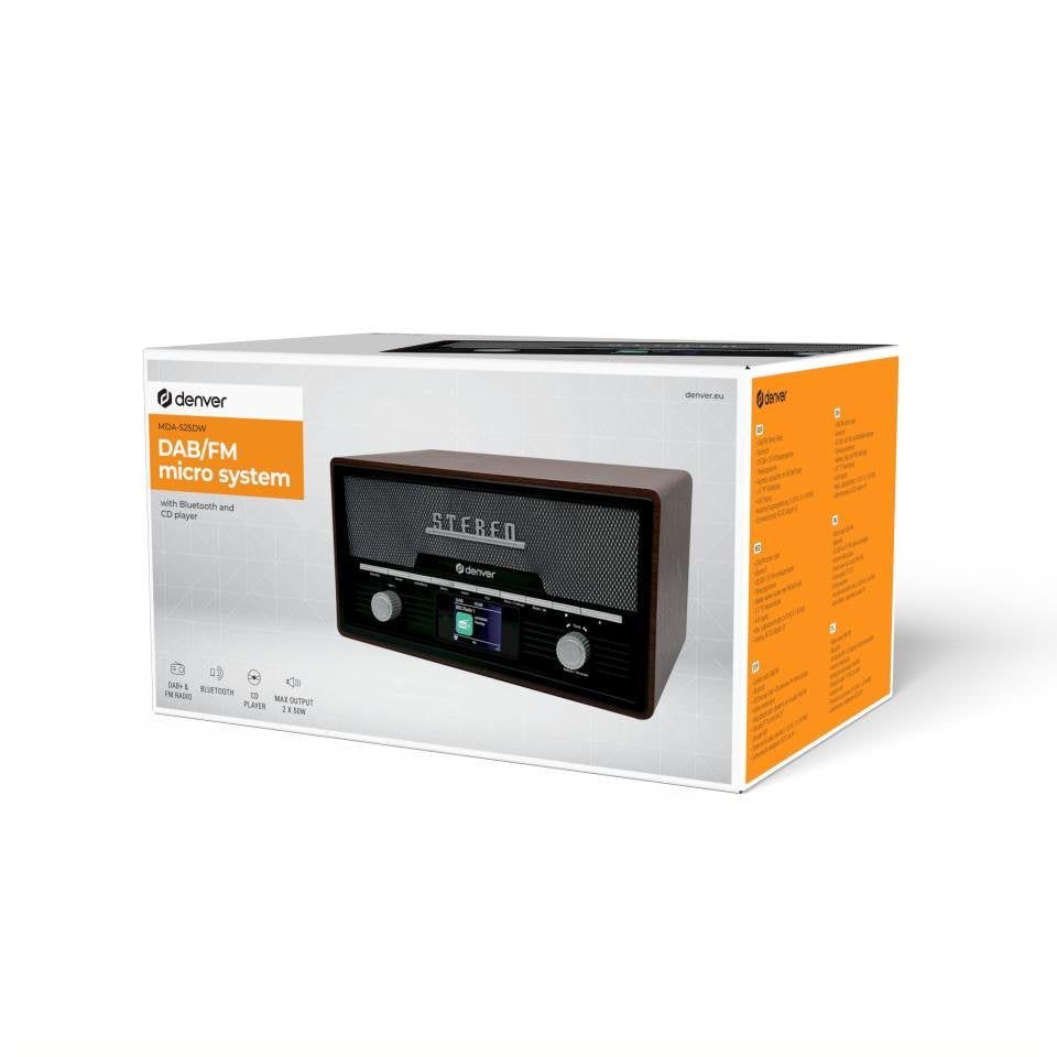 Denver Mda-525dw Retro-Anlage Dab+/Fm/Bt/Cd Holz Dunkel