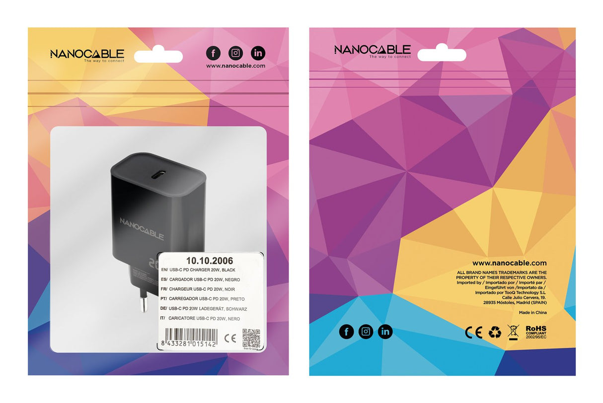 Cargador Usb-C Pd 20w Negro