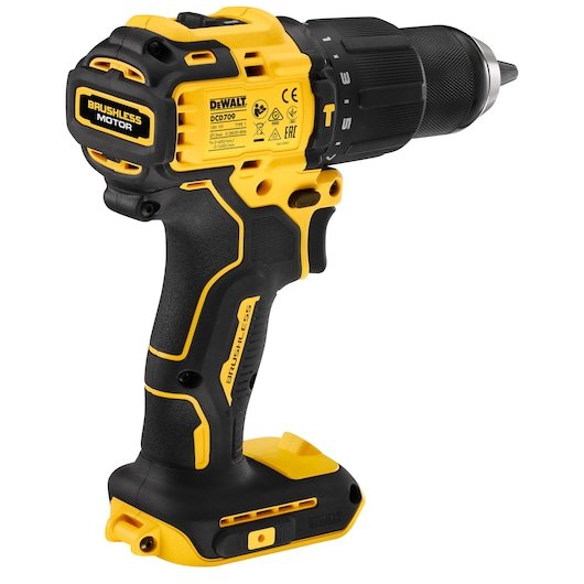 Taladro De Impacto Dewalt Dcd709n-Xj, 18 V, Sin Batería Ni Cargador, Amarillo, Negro