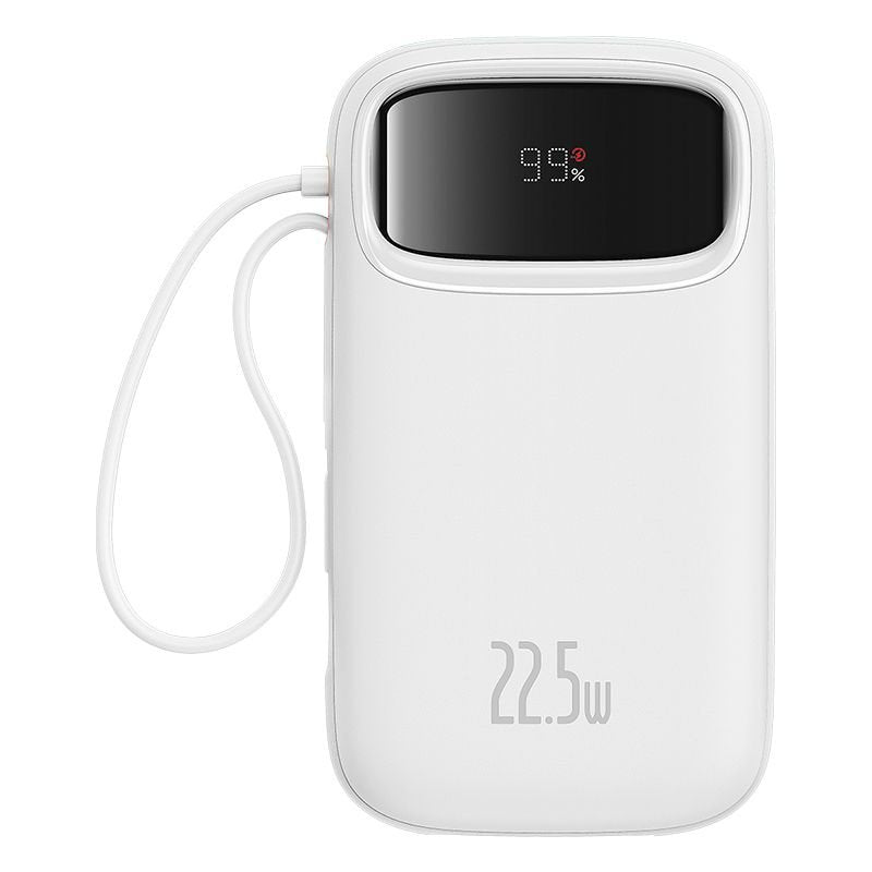 EAN 6932172636289 - Baseus Qpow2 Dual-Cable Digital Display Fast Charge Power Bank 10000mAh 22.5W Stellar White Polímero de l imagen 3