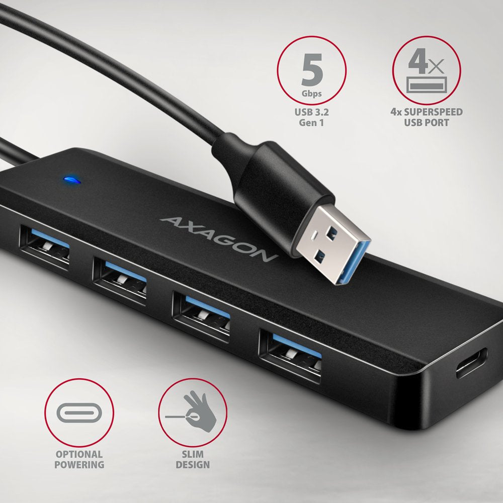 EAN 8595247907660 - Axagon HUE-C1A hub de interfaz USB 3.2 Gen 1 (3.1 Gen 1) Type-A 5000 Mbit/s Negro imagen 2