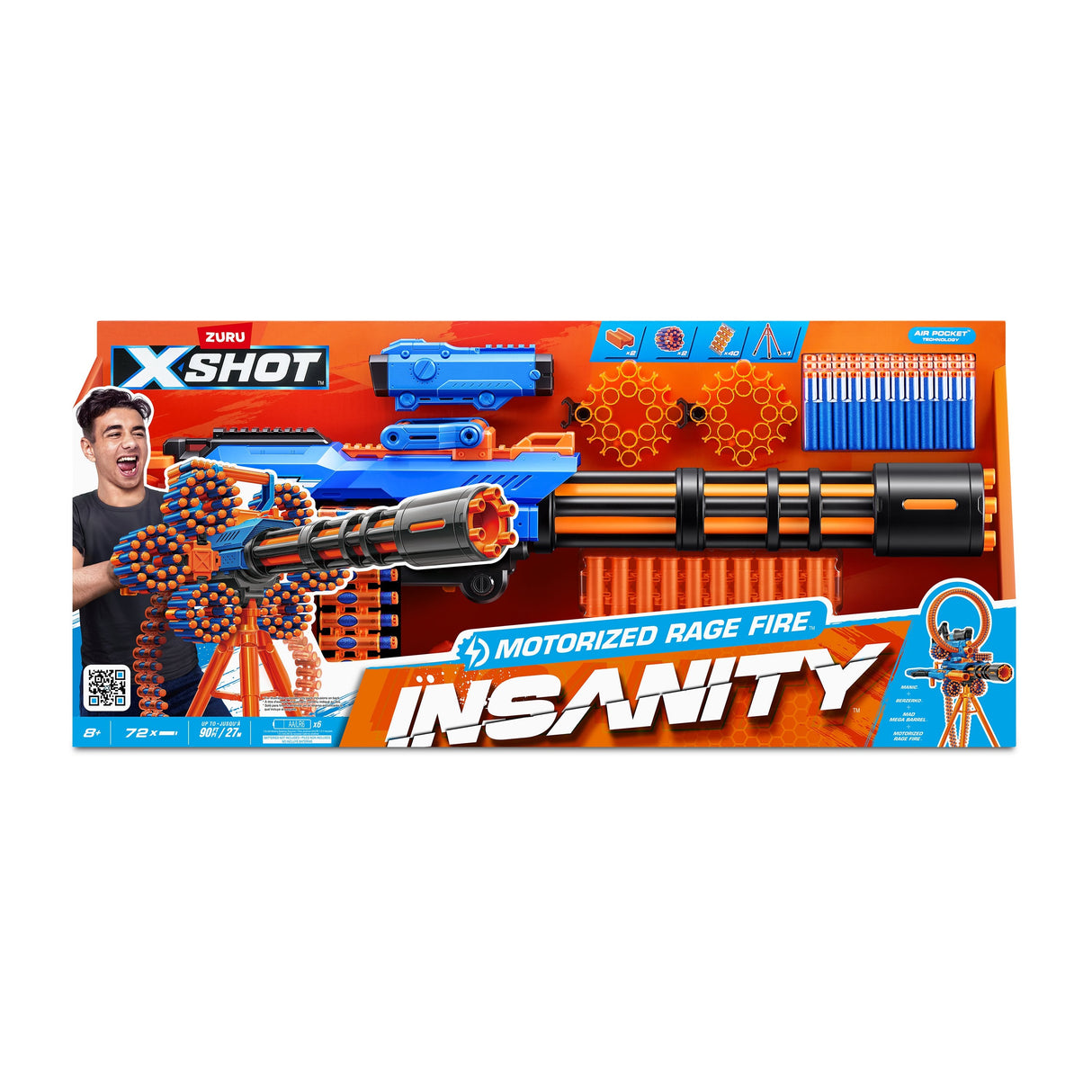 Zuru X-Shot - Insanity Blaster Rage Fire, Lanzador De Dardos Con 72 Dardos 36605
