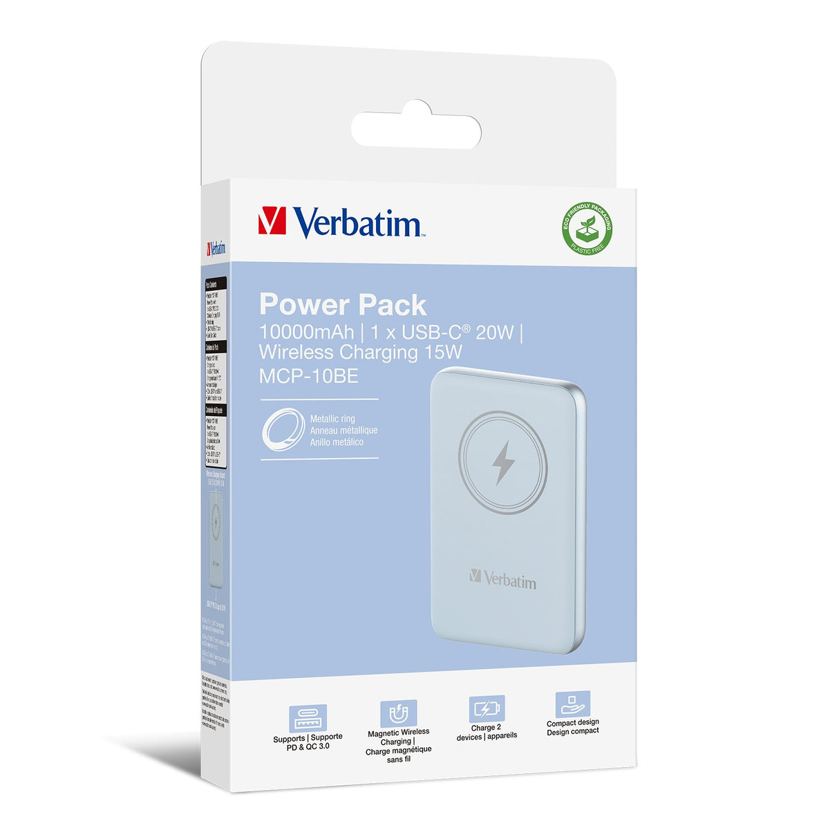 EAN 0023942322474 - Verbatim Charge 'n' Go Polímero de litio 10000 mAh Cargador inalámbrico Azul imagen 5