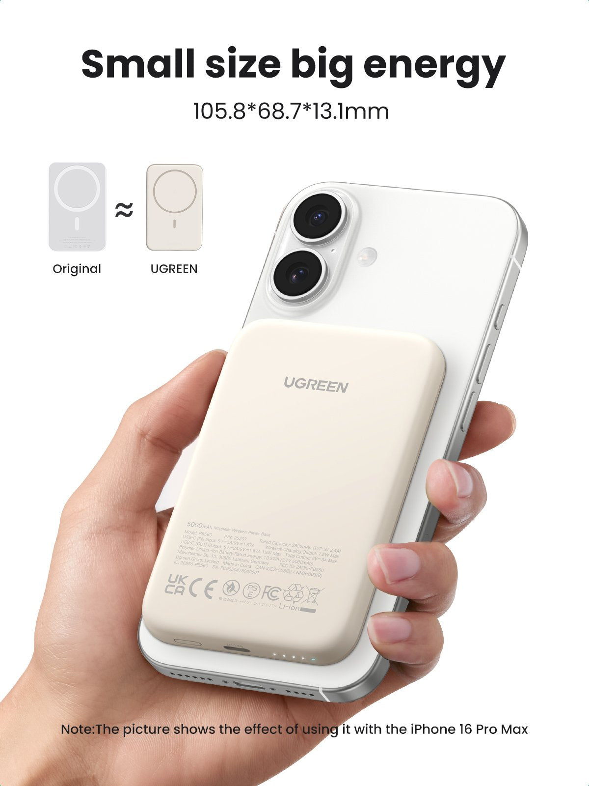 Ugreen 5000mah Mini Powerbank Wireless 15w With Magsafe White