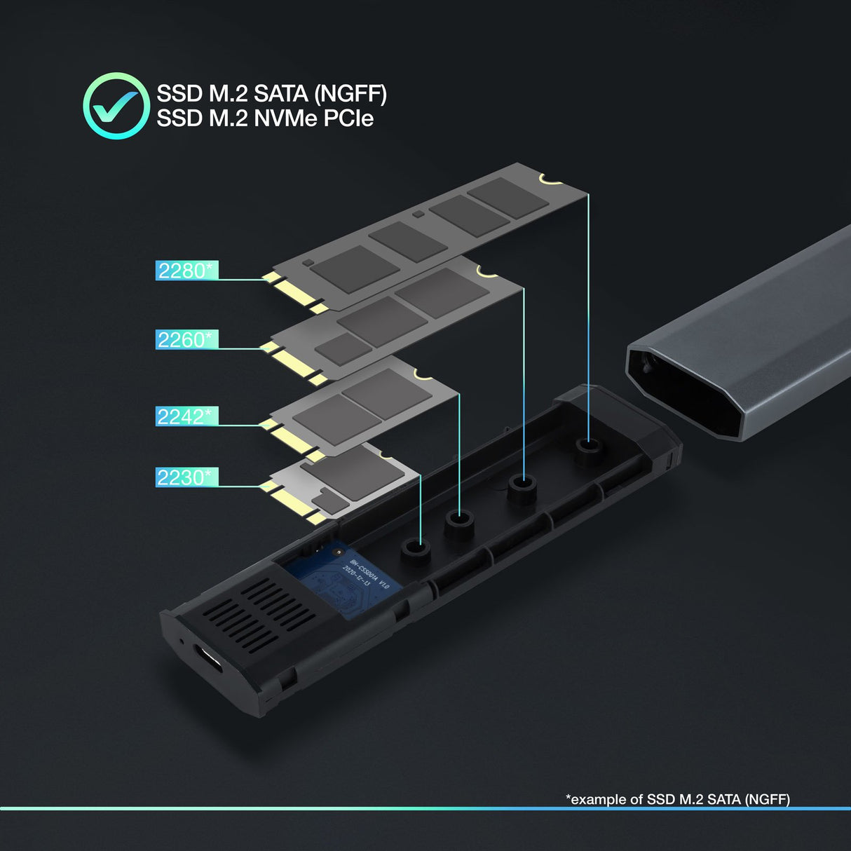 EAN 8433281011434 - TooQ Shura Caja externa para unidad de estado sólido (SSD) Gris M.2 imagen 3