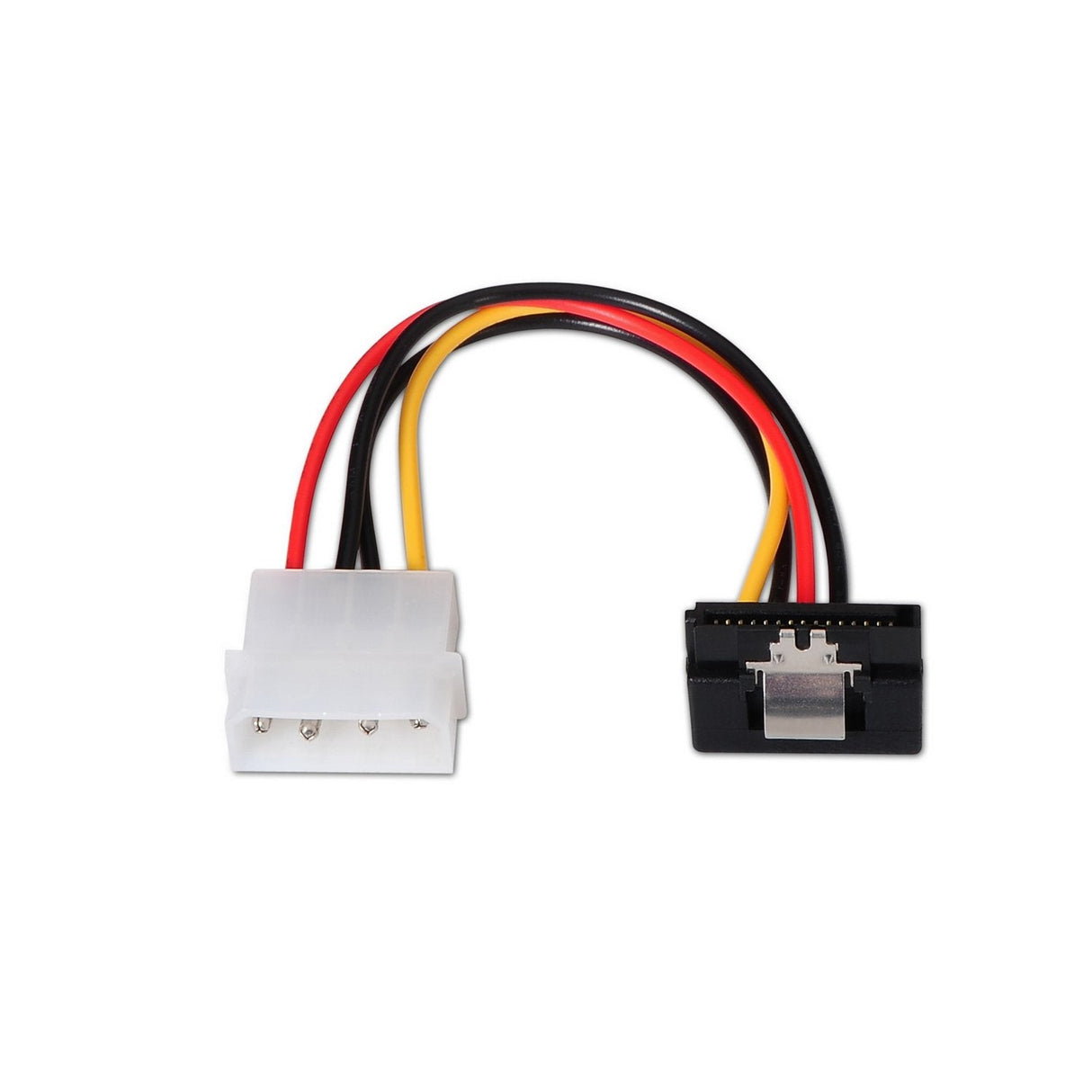 Aisens Cable Sata Alim Acodado Con Anclajes - Molex 4pin/M-Sata Hembra - 16cm - 100% Cobre - Negro