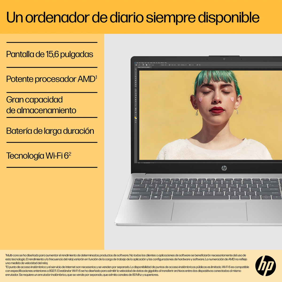 EAN 0198990030401 - HP 15-fc0134ns AMD Ryzen™ 7 7730U Portátil 39,6 cm (15.6") Full HD 16 GB DDR4-SDRAM 512 GB SSD Wi-Fi 6 (8 imagen 4