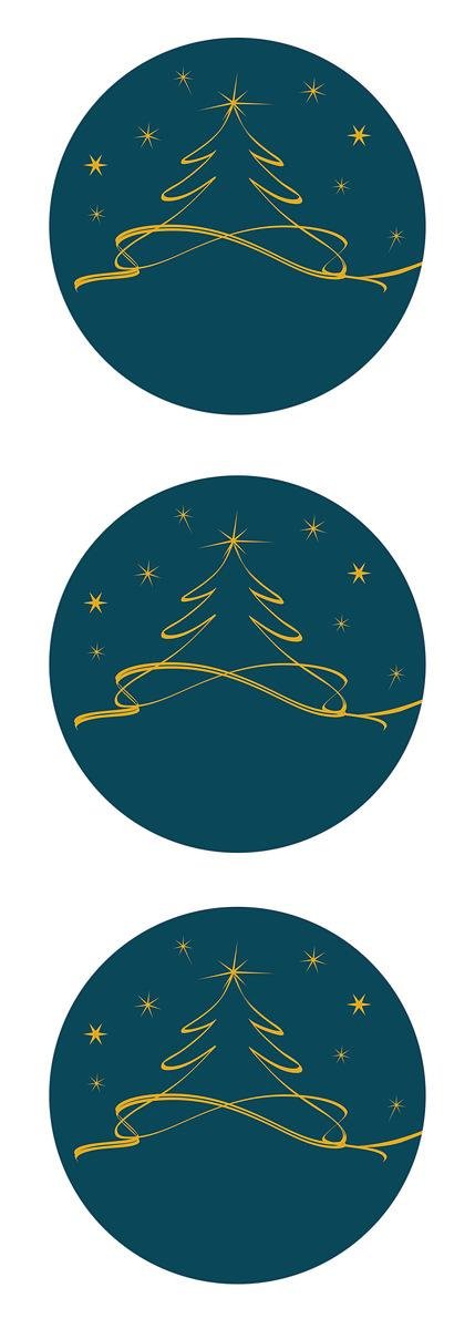 Sigel Aufkleber Christmas Tree Petrol Weihnachtsbäume, Petrol 47,0 X 47,0 Mm, 200 Etiquetas