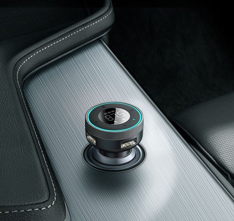 Baseus Car Charger Bluetooth Fm Transmitter Enjoy Car With Led Display Wireless U+U+3,5mm Audio+Tf Mp3 Charger Bt 5.0, 3.4a Black (Cclh-01)