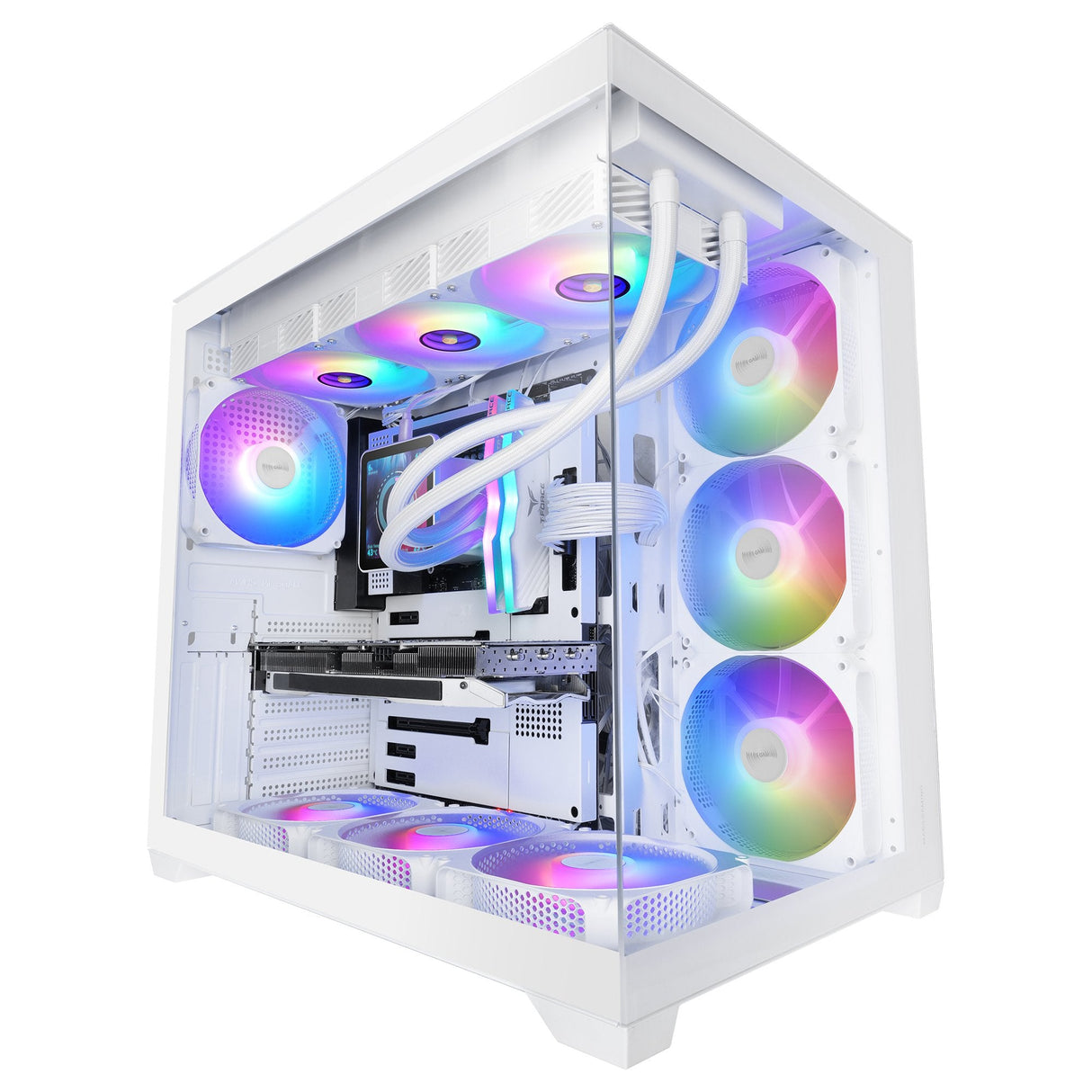 Caja Pc Atx Mars Gaming Mcv5w Cristal Templado Panoramico Argb Gpu 416mm Blanco