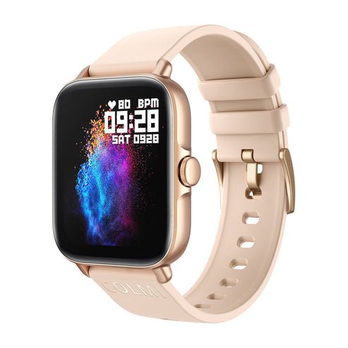 Smartwatch Colmi P28 Plus Dorado Con Correa De Silicona Crema