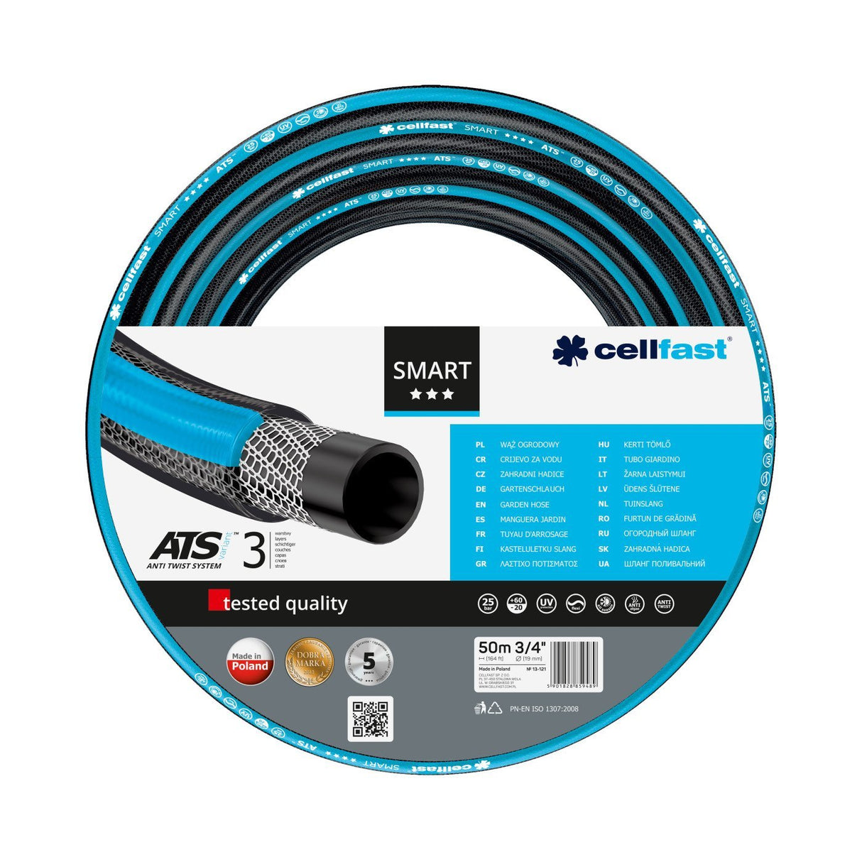 EAN 5901828859489 - CELLFAST 13-121 manguera de jardín 50 m Azul claro, Gris claro, Negro imagen 1