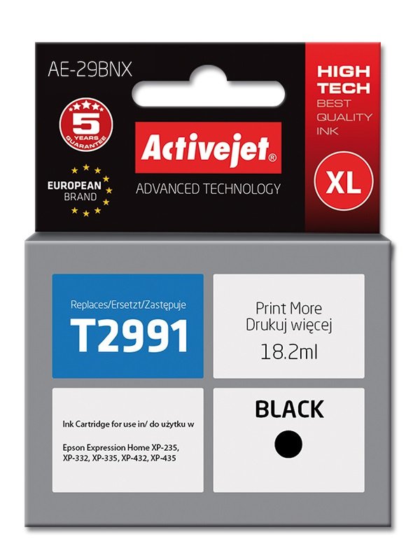 Tinta Activejet Ae-29bnx (Reemplazo Para Epson 29xl T2991 - Supreme - 18 Ml - Negra)