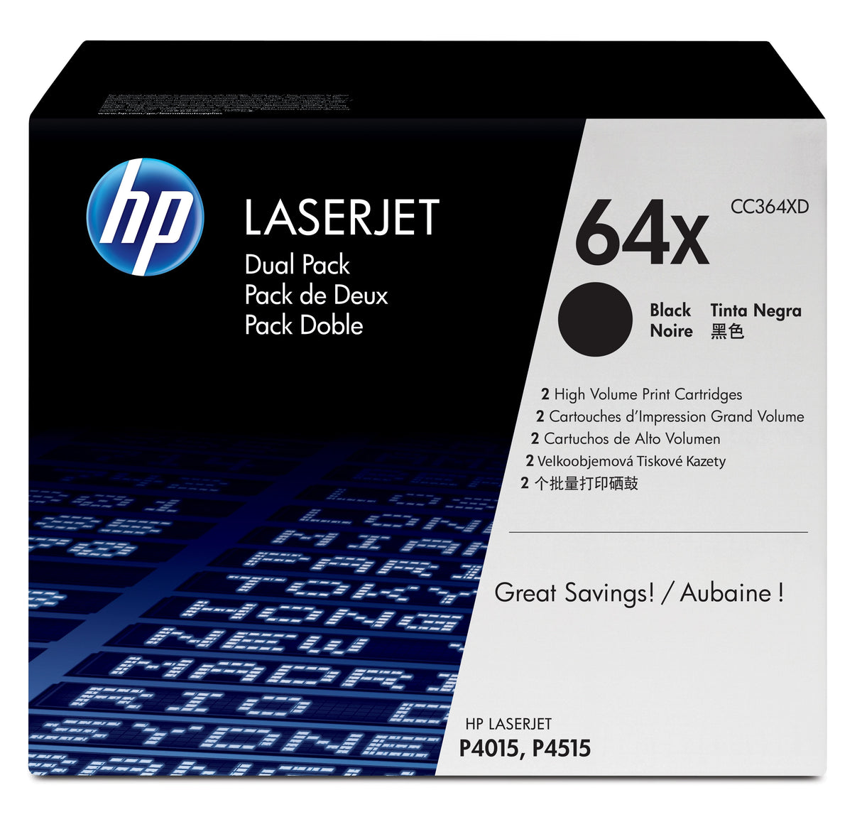 Toner Original Hp 64x Black Cc364xd Pack De 2 Aunidades Para Laserjet P4015dn, P4015n, P4015tn, P4015x, P4515n, P4515tn, P4515x, P4515xm