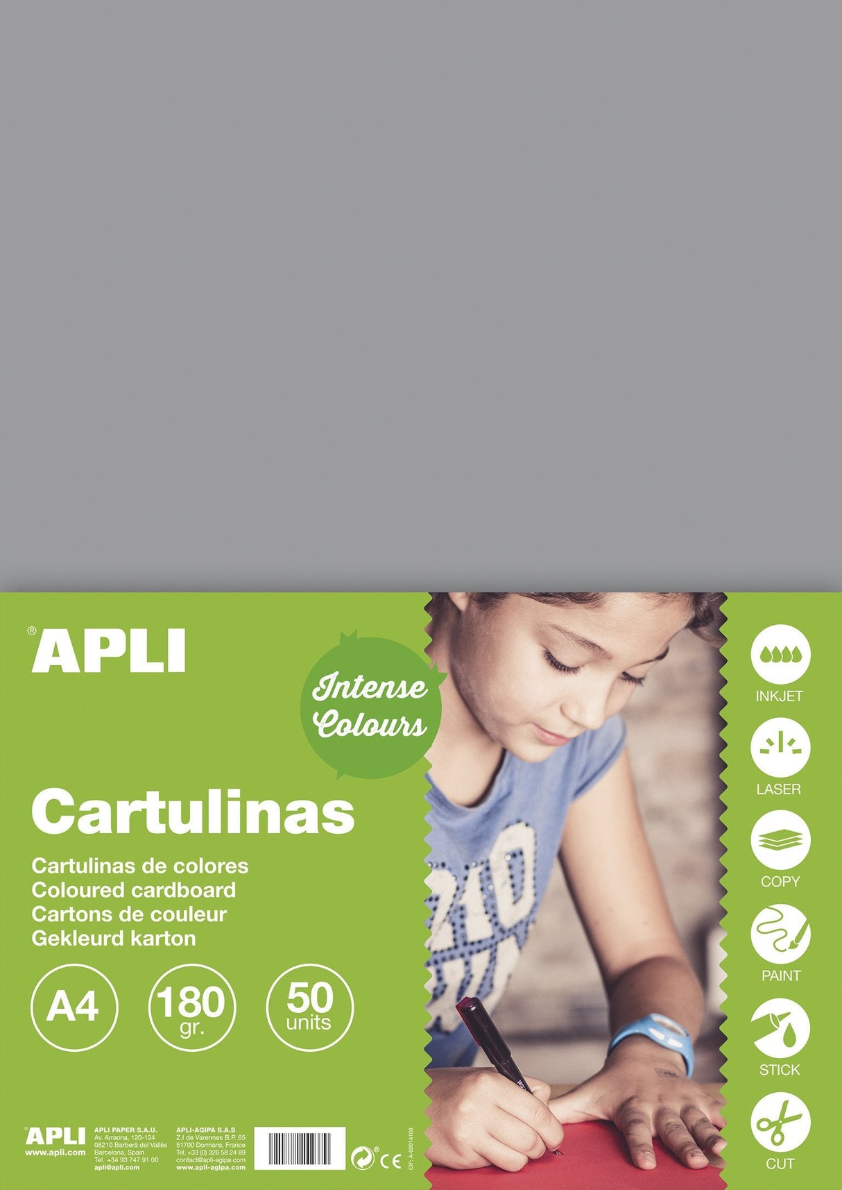 Apli Cartulina Gris A4 170g 50 Hojas