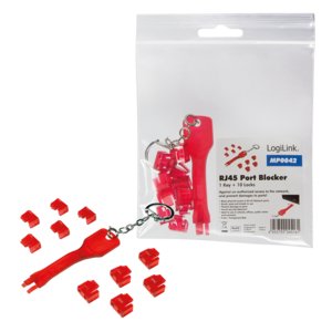 Bloqueador De Puertos Logilink Rj45 Set 10 Piezas Rojo + Llave