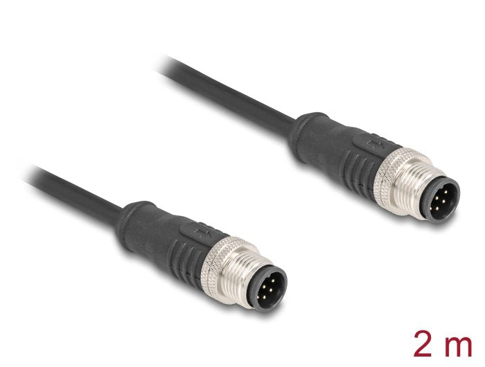 Delock 80807 Cable M12 Codificado A 8 Pin Macho A Macho Pvc 2 M