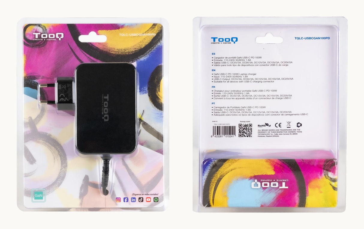 Cargador Portátil Gan Usb-C Pd 100w, Negro