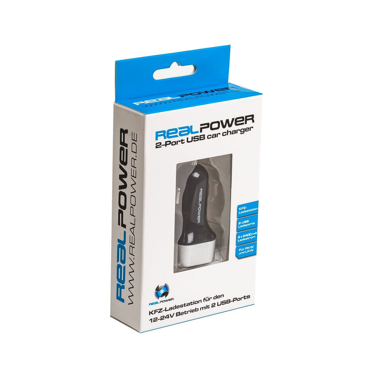 Realpower 176635 Cargador De Dispositivo Móvil Auto Negro, Plata