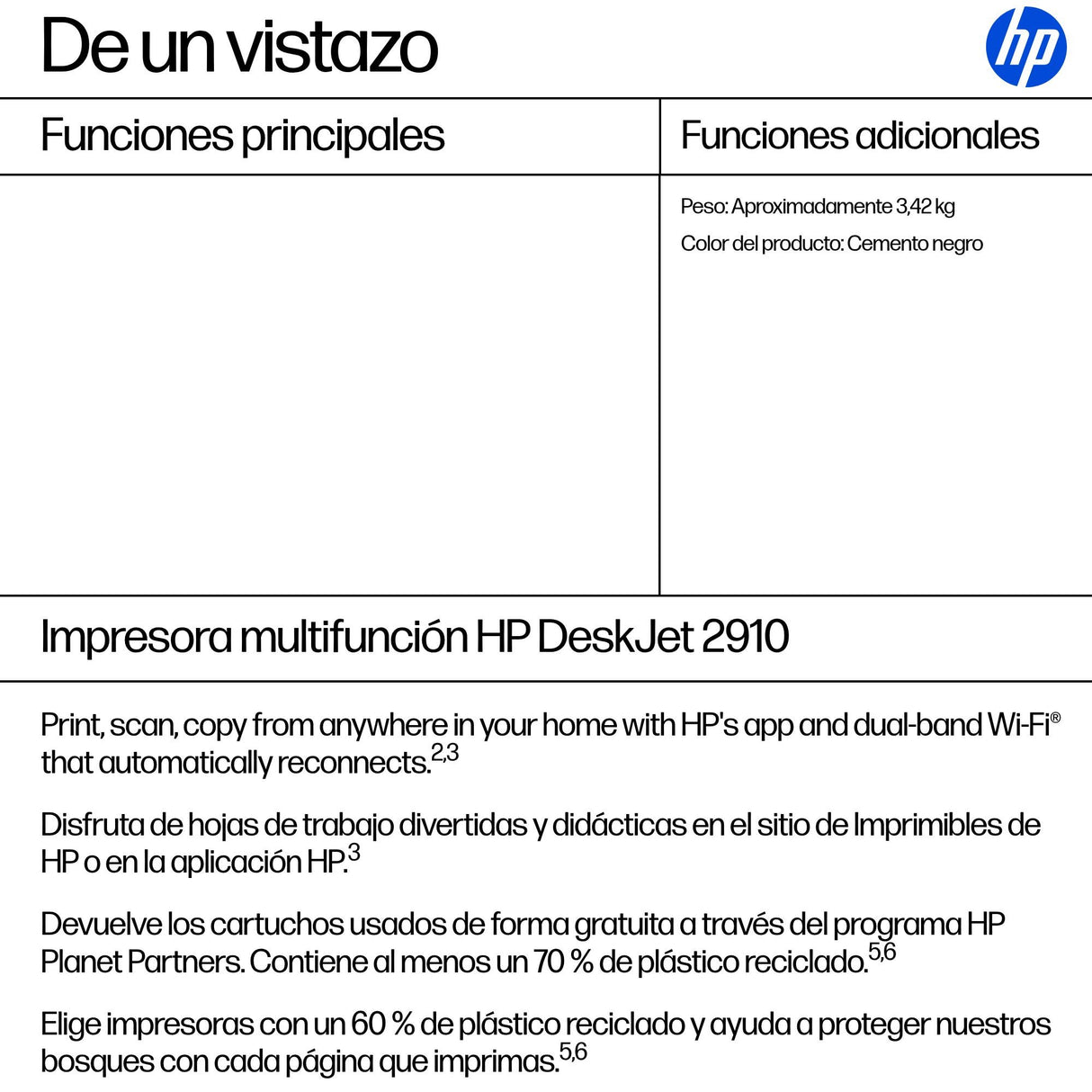 EAN 198828789556 - HP DeskJet 2910 Inyección de tinta térmica A4 4800 x 1200 DPI 7,5 ppm Wifi imagen 3