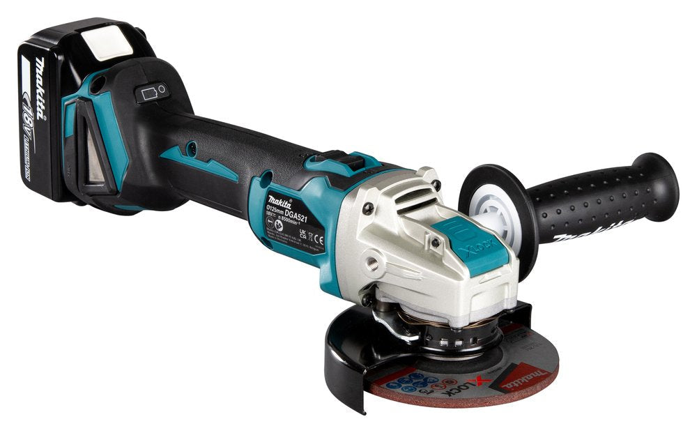 Makita Amoladora Angular Inalámbrica X-Lock Dga521zx1, 18 Voltios Dga521zx1