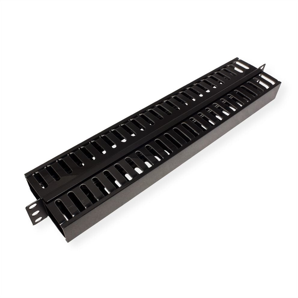 Value 19-Zoll-Frontplatte 1 He, Beidseitig Mit Cablekanal, Schwarz