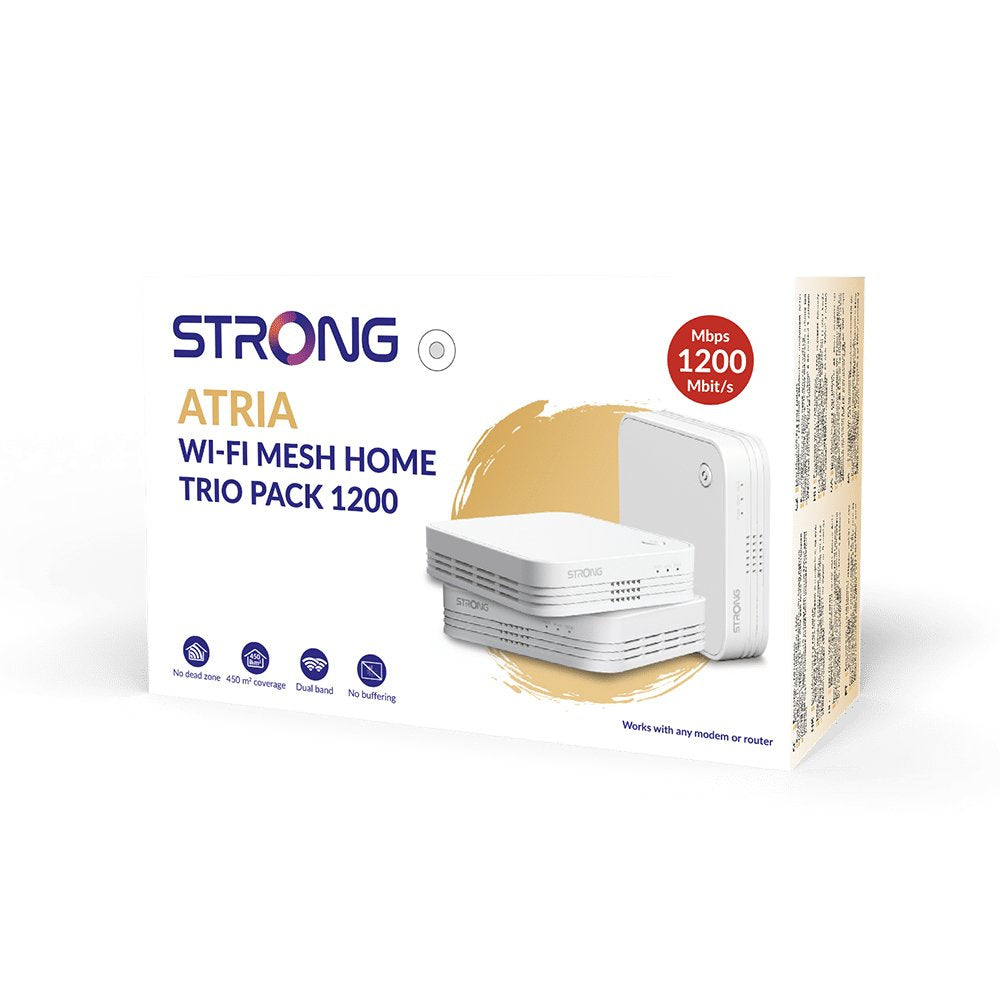 EAN 9120072375460 - Strong WI-FI MESH HOME TRIO PACK 1200 Doble banda (2,4 GHz / 5 GHz) Wi-Fi 5 (802.11ac) Blanco 3 Interno imagen 2