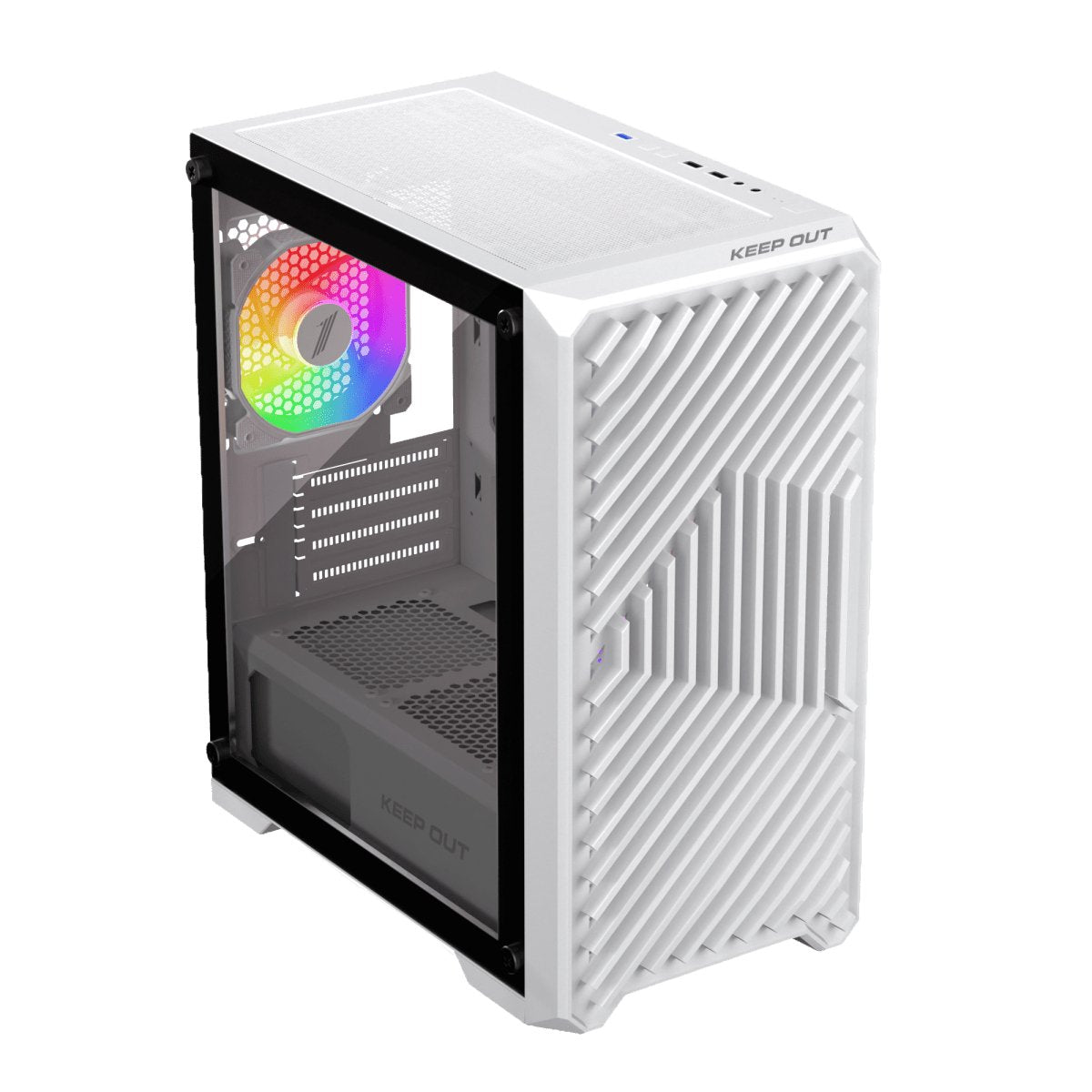 Caja Microatx Xc-220 Glass Argb Blanco Keepout Bahías Int.: 1x3,5, 2x2,5/2x3,5, 1x2,5/ 1xusb2.0, 2xusb3.0/ Audio In/Out